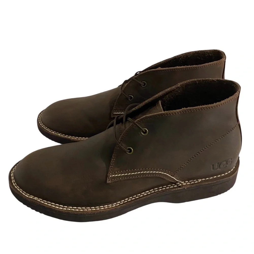 New UGG Camino Waterproof Chukka Boots Men’s 13 Grizzly Brown Leather Lace Up